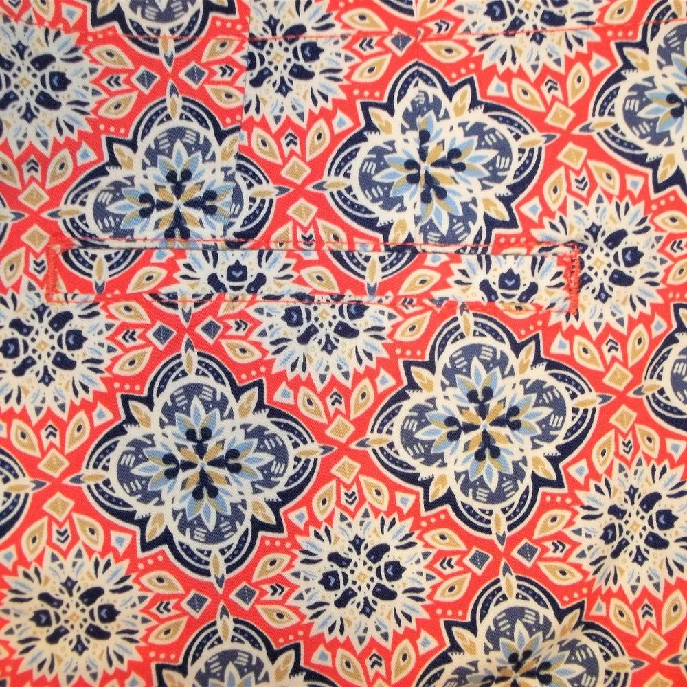 Lee Womens Shorts Size 16M Midrise Fit Geometric Casual Orange Blue White NWT - Picture 3 of 7